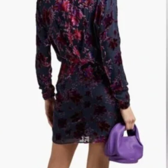 Rag & Bone Pink Eloise Gathered Devoré-velvet Mini Dress Size 12 - Picture 5 of 10